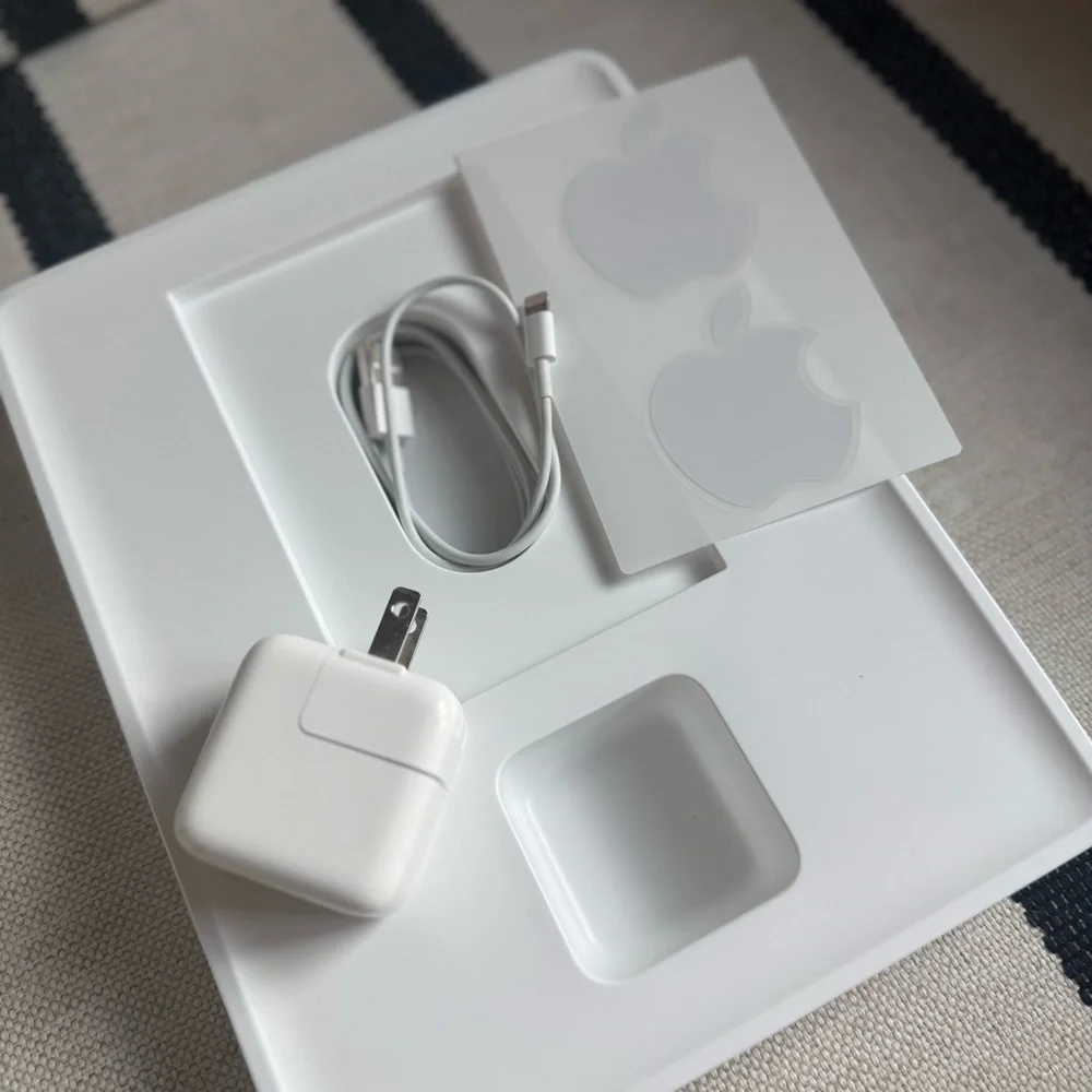 Apple White USB to Lightning Cable, Power Adapter & Logo Stickers NWT